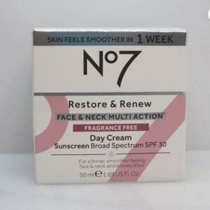 New! No7 RESTORE & RENEW FACE & NECK MULTI FRAGRANCE FREE DAY CREAM 1.69 OZ